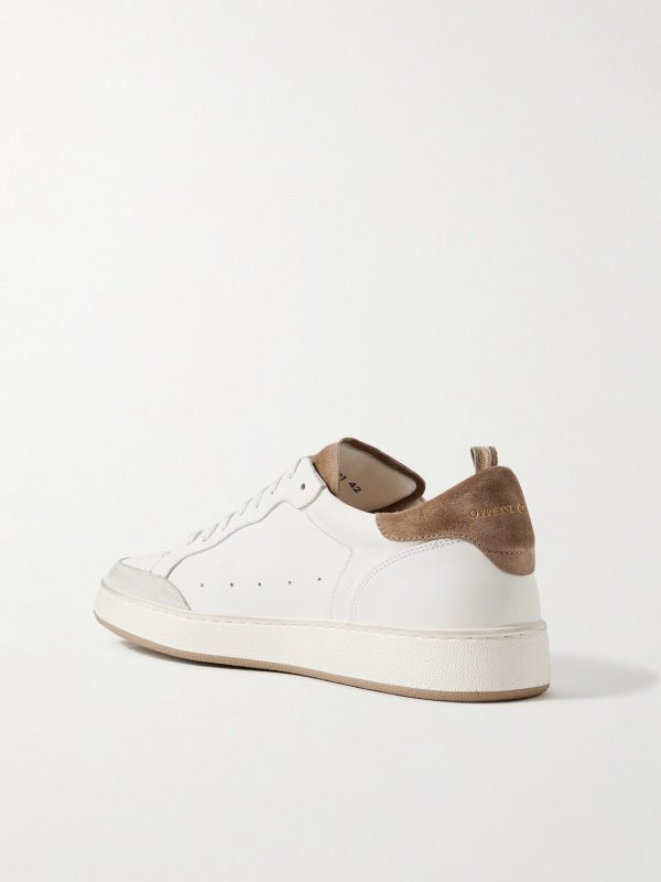 The Answer 001 Distressed Suede-Trimmed Leather Sneakers - BK The Answer 001 Distressed Suede-Trimmed Leather Sneakers - BK