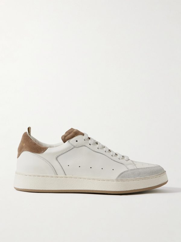 The Answer 001 Distressed Suede-Trimmed Leather Sneakers The Answer 001 Distressed Suede-Trimmed Leather Sneakers