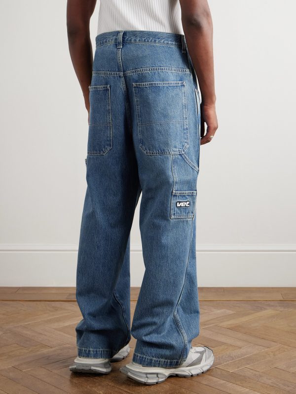 Hip-Hop Straight-Leg Jeans - BK Hip-Hop Straight-Leg Jeans - BK