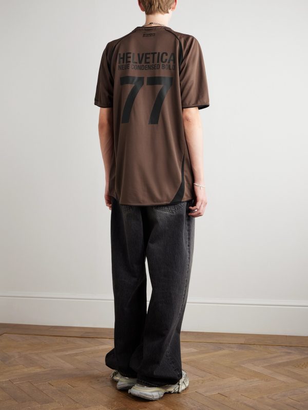 Printed Embroidered Panelled Cotton-Mesh T-Shirt - OU Printed Embroidered Panelled Cotton-Mesh T-Shirt - OU