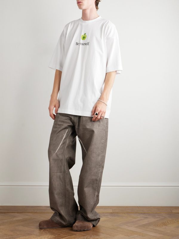 Be Yourself Oversized Printed Cotton-Jersey T-Shirt - OU Be Yourself Oversized Printed Cotton-Jersey T-Shirt - OU