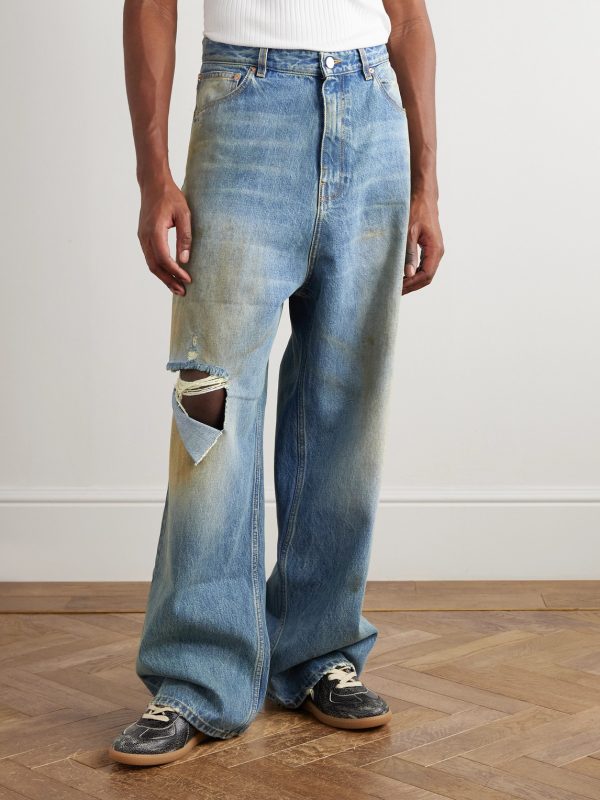 Straight-Leg Distressed Jeans - FR Straight-Leg Distressed Jeans - FR