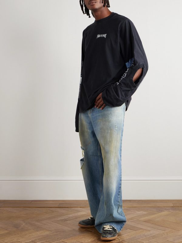 Straight-Leg Distressed Jeans - OU Straight-Leg Distressed Jeans - OU