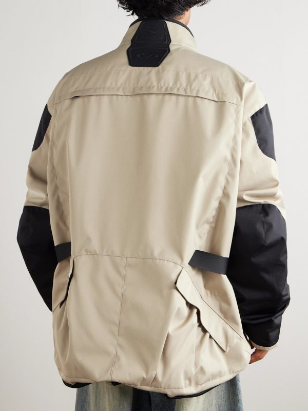 Oversized Logo-Embroidered Padded Two-Tone Canvas Jacket - BK