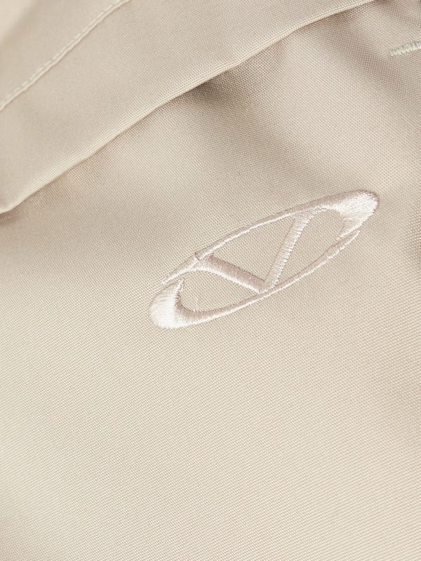 Oversized Logo-Embroidered Padded Two-Tone Canvas Jacket - E1