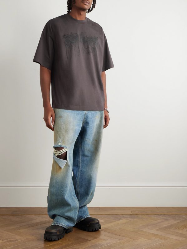 Oversized Logo-Print Cotton-Jersey T-Shirt - OU Oversized Logo-Print Cotton-Jersey T-Shirt - OU