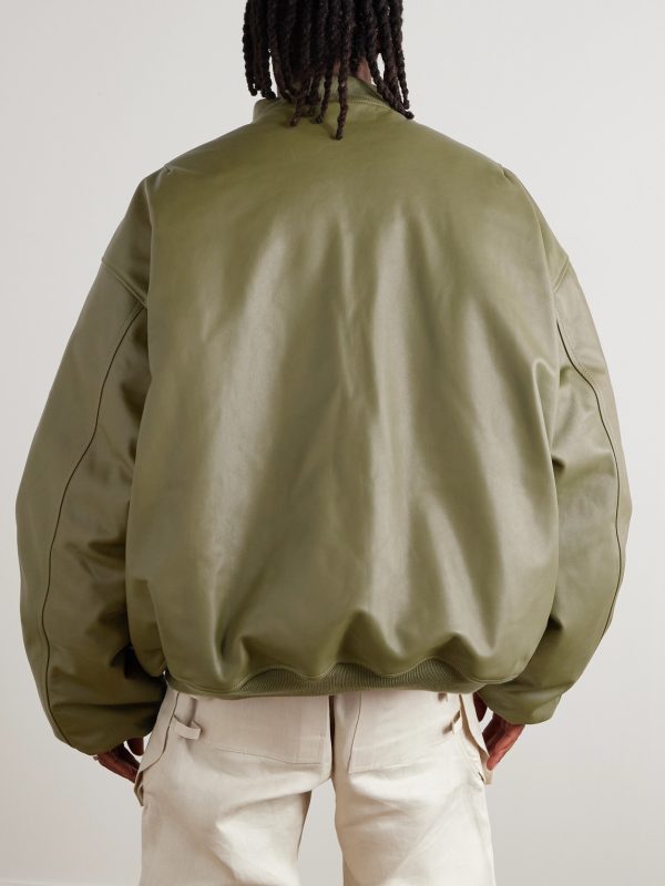 Oversized Leather Bomber Jacket - BK Oversized Leather Bomber Jacket - BK
