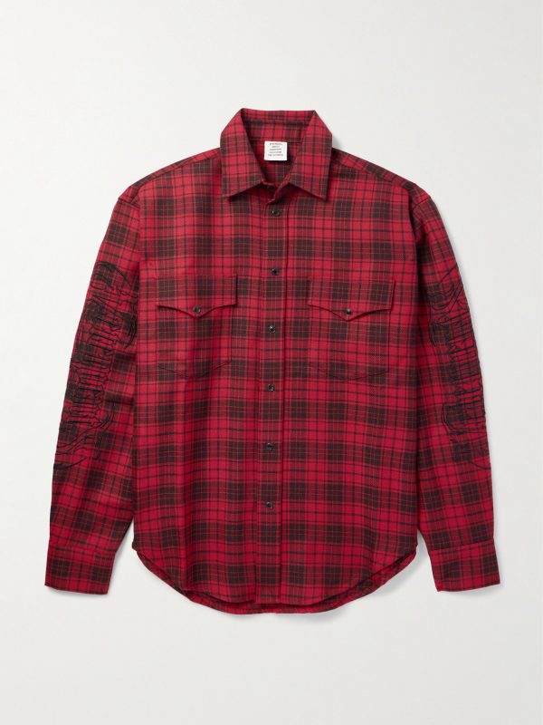 Logo-Embroidered Checked Wool Shirt Logo-Embroidered Checked Wool Shirt