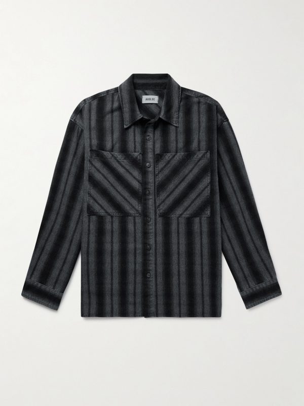 Brennan Striped Brushed Cotton-Blend Twill Shirt Brennan Striped Brushed Cotton-Blend Twill Shirt