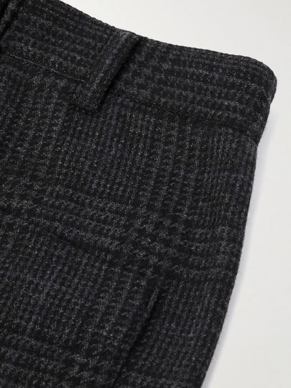 Tapered Cropped Pleated Checked Wool-Blend Suit Trousers - CU Tapered Cropped Pleated Checked Wool-Blend Suit Trousers - CU
