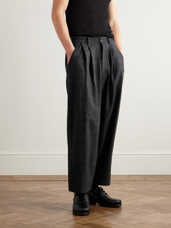 Tapered Cropped Pleated Checked Wool-Blend Suit Trousers - FR Tapered Cropped Pleated Checked Wool-Blend Suit Trousers - FR