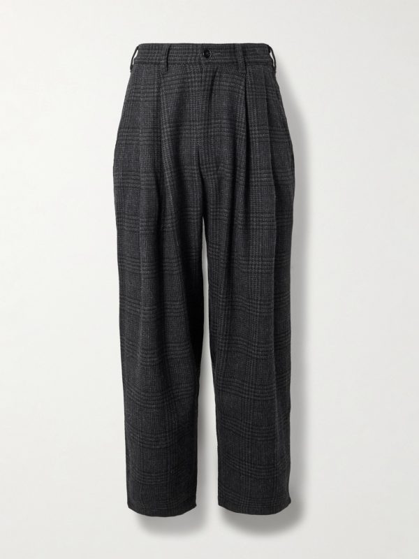Tapered Cropped Pleated Checked Wool-Blend Suit Trousers Tapered Cropped Pleated Checked Wool-Blend Suit Trousers