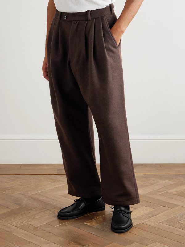 Wide-Leg Pleated Wool-Blend Trousers - FR Wide-Leg Pleated Wool-Blend Trousers - FR