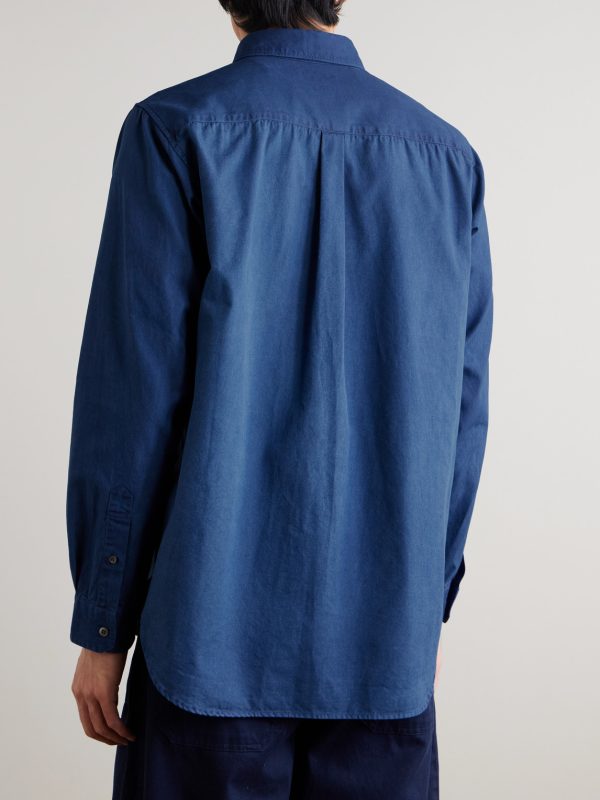 Button-Down Collar Indigo-Dyed Cotton Oxford Shirt - BK Button-Down Collar Indigo-Dyed Cotton Oxford Shirt - BK