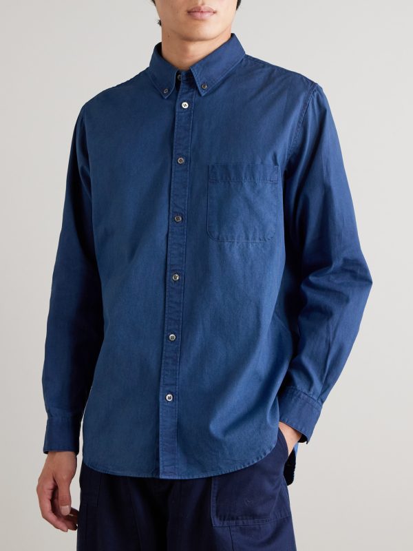 Button-Down Collar Indigo-Dyed Cotton Oxford Shirt - FR Button-Down Collar Indigo-Dyed Cotton Oxford Shirt - FR