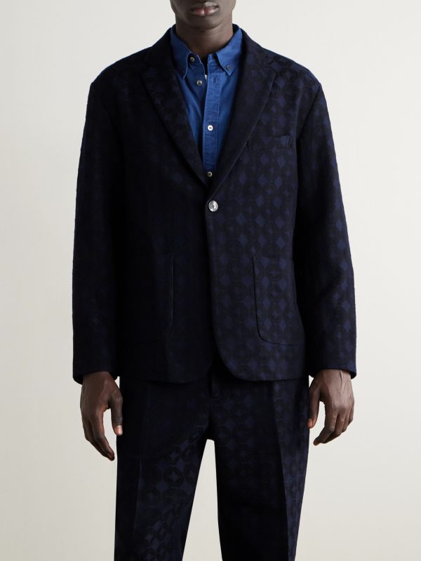 Shippou Cotton and Wool-Blend Jacquard Suit Jacket - FR Shippou Cotton and Wool-Blend Jacquard Suit Jacket - FR