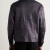 Indigo-Dyed Leather Biker Jacket - BK