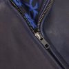 Indigo-Dyed Leather Biker Jacket - CU