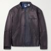 Indigo-Dyed Leather Biker Jacket