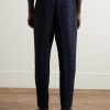 Straight-Leg Pleated Cotton and Wool-Blend Jacquard Suit Trousers - BK