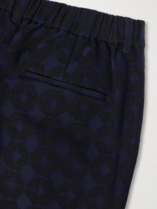 Straight-Leg Pleated Cotton and Wool-Blend Jacquard Suit Trousers - CU