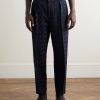 Straight-Leg Pleated Cotton and Wool-Blend Jacquard Suit Trousers - FR