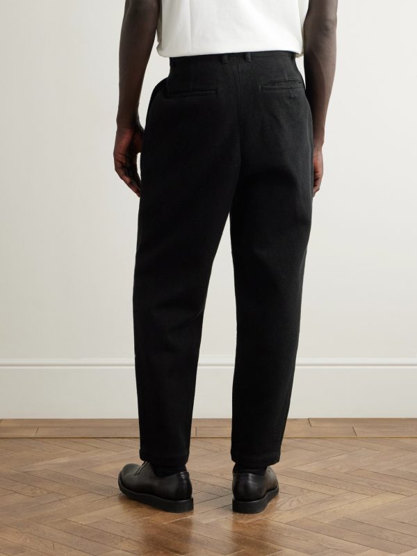 Straight-Leg Sashiko Cotton Trousers - BK Straight-Leg Sashiko Cotton Trousers - BK