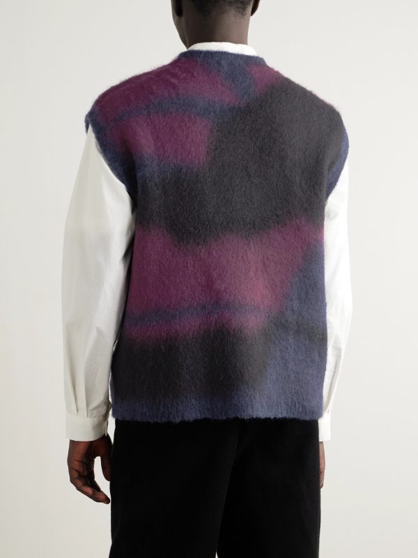 Dégradé Brushed Jacquard-Knit Sweater Vest - BK Dégradé Brushed Jacquard-Knit Sweater Vest - BK