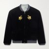 Tora Ni Fuji Reversible Embroidered Velvet and Satin Bomber Jacket Tora Ni Fuji Reversible Embroidered Velvet and Satin Bomber Jacket