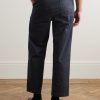 Tapered Cropped Pleated Stretch-Cotton Twill Trousers - BK Tapered Cropped Pleated Stretch-Cotton Twill Trousers - BK