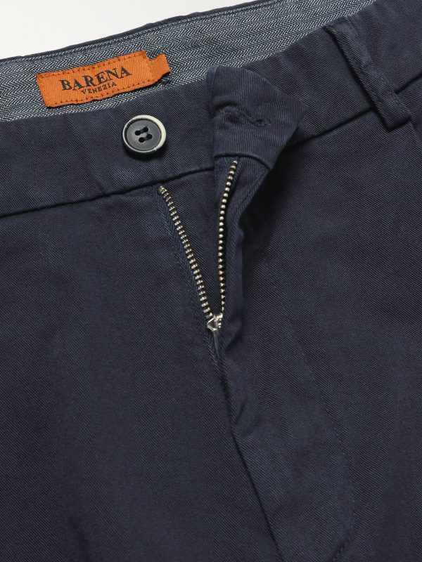 Tapered Cropped Pleated Stretch-Cotton Twill Trousers - E1 Tapered Cropped Pleated Stretch-Cotton Twill Trousers - E1
