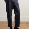 Tapered Cropped Pleated Stretch-Cotton Twill Trousers - FR Tapered Cropped Pleated Stretch-Cotton Twill Trousers - FR