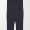 Tapered Cropped Pleated Stretch-Cotton Twill Trousers Tapered Cropped Pleated Stretch-Cotton Twill Trousers
