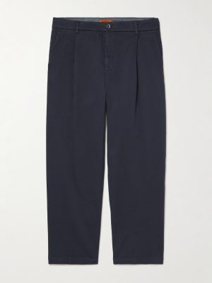 Tapered Cropped Pleated Stretch-Cotton Twill Trousers Tapered Cropped Pleated Stretch-Cotton Twill Trousers