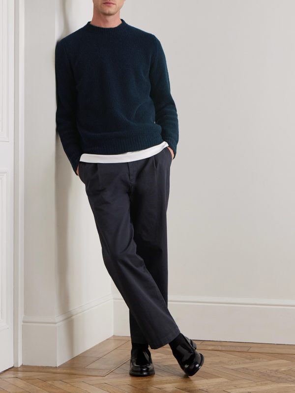 Tapered Cropped Pleated Stretch-Cotton Twill Trousers - OU Tapered Cropped Pleated Stretch-Cotton Twill Trousers - OU