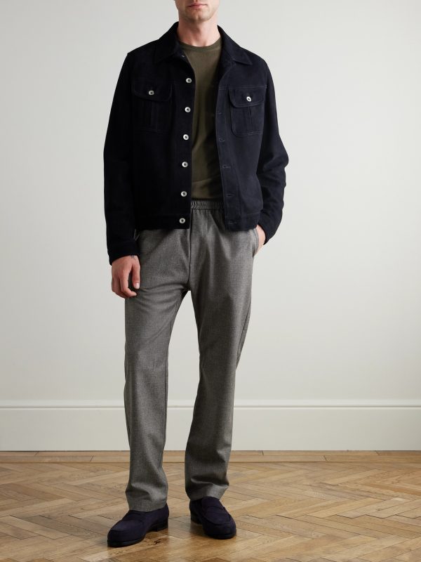 Straight-Leg Virgin Wool Drawstring Trousers - OU