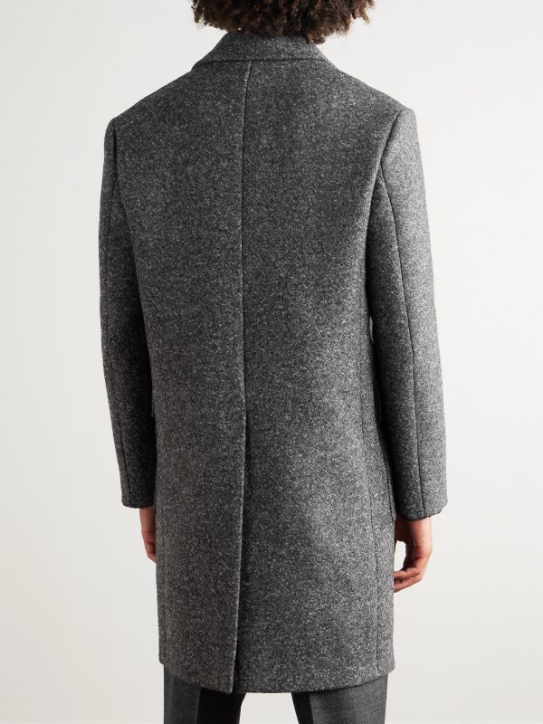 Double-Breasted Melton Wool-Blend Coat - BK