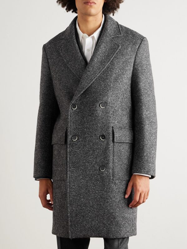 Double-Breasted Melton Wool-Blend Coat - FR
