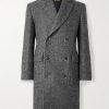 Double-Breasted Melton Wool-Blend Coat