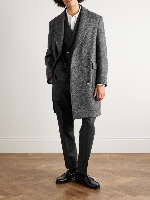 Double-Breasted Melton Wool-Blend Coat - OU