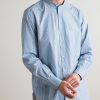 Grandad-Collar Striped Cotton-Poplin Shirt - FR