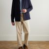 Grandad-Collar Striped Cotton-Poplin Shirt - OU
