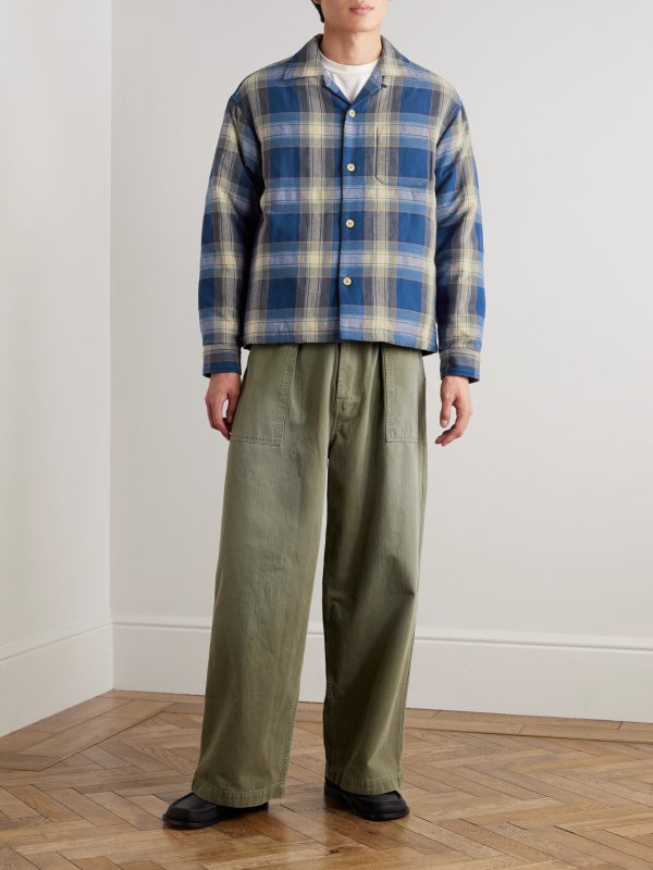 Keesey Checked Wool and Linen-Blend Flannel Down Jacket - OU Keesey Checked Wool and Linen-Blend Flannel Down Jacket - OU