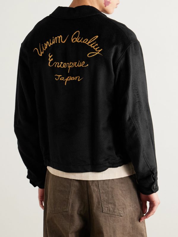 Norad Embroidered Brushed-Silk Blouson Jacket - BK