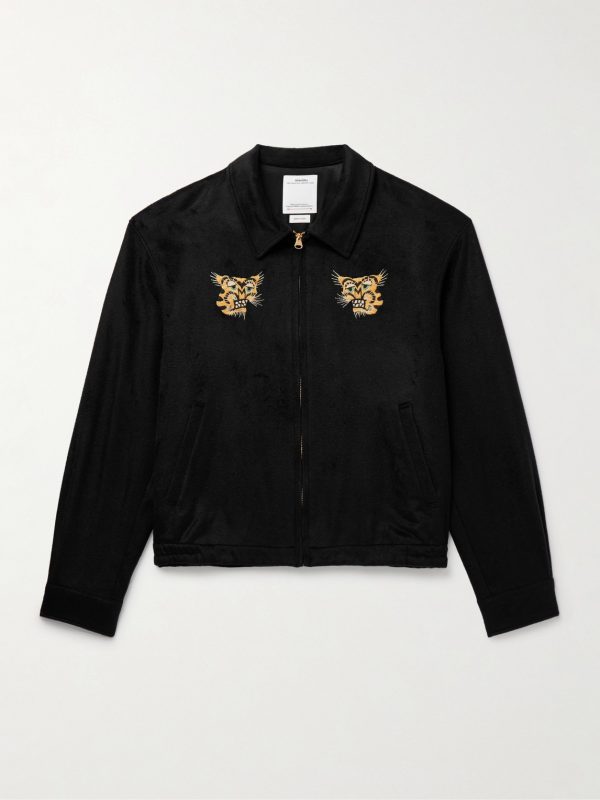 Norad Embroidered Brushed-Silk Blouson Jacket