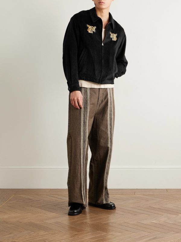 Norad Embroidered Brushed-Silk Blouson Jacket - OU