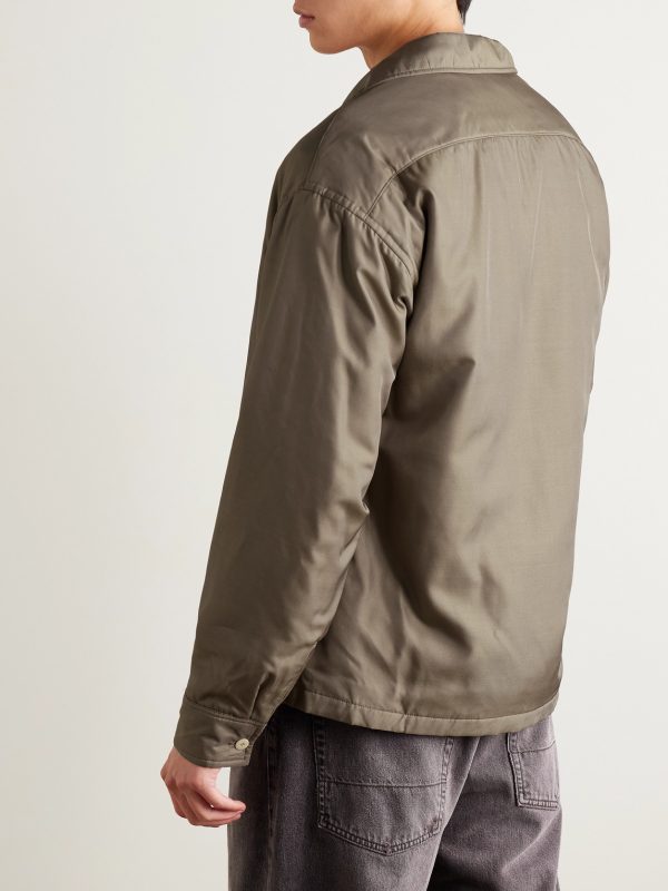 Keesey Convertible-Collar Padded Silk-Twill Shirt Jacket - BK Keesey Convertible-Collar Padded Silk-Twill Shirt Jacket - BK
