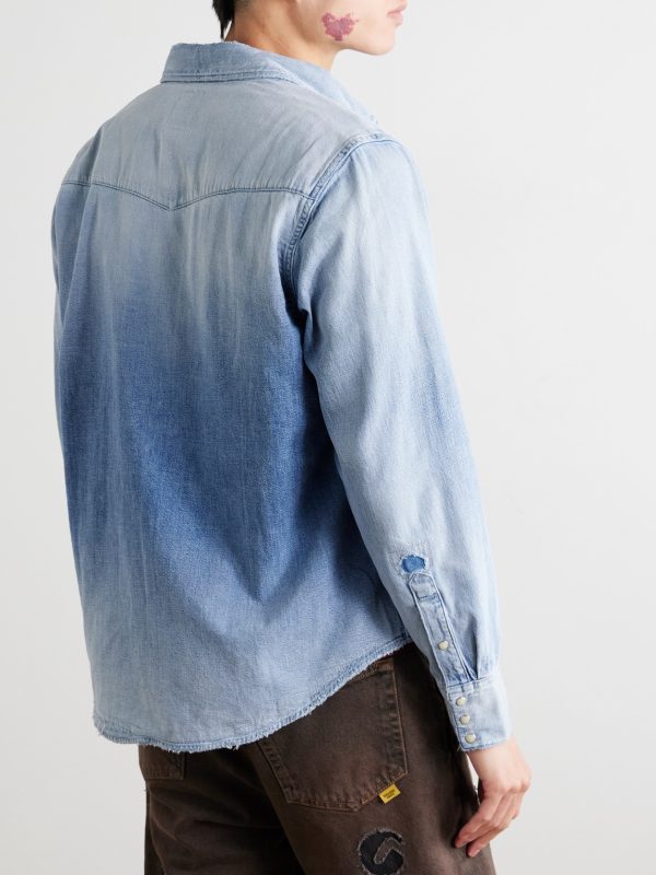 Social Sculpture Logo-Embroidered Denim Shirt - BK Social Sculpture Logo-Embroidered Denim Shirt - BK