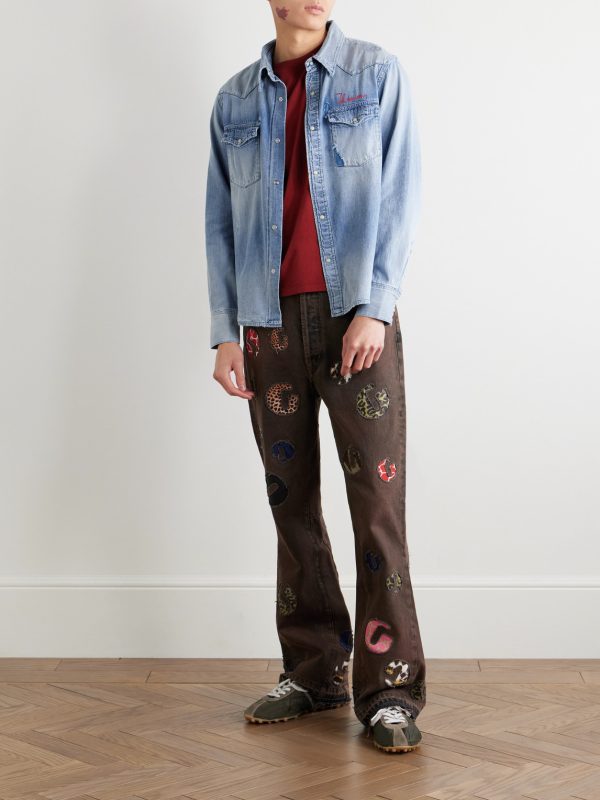 Social Sculpture Logo-Embroidered Denim Shirt - OU Social Sculpture Logo-Embroidered Denim Shirt - OU