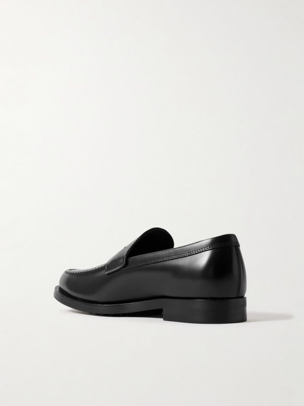 Glossed-Leather Penny Loafers - BK